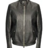 Custom Made Men Shinny Jet Black Leather Jacket -Milani Jackets Shop MenShinnyJetBlackLeatherJacket