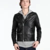 Custom Made Men Stylish Biker Leather Jacket -Milani Jackets Shop MenStylishBikerLeatherJacket