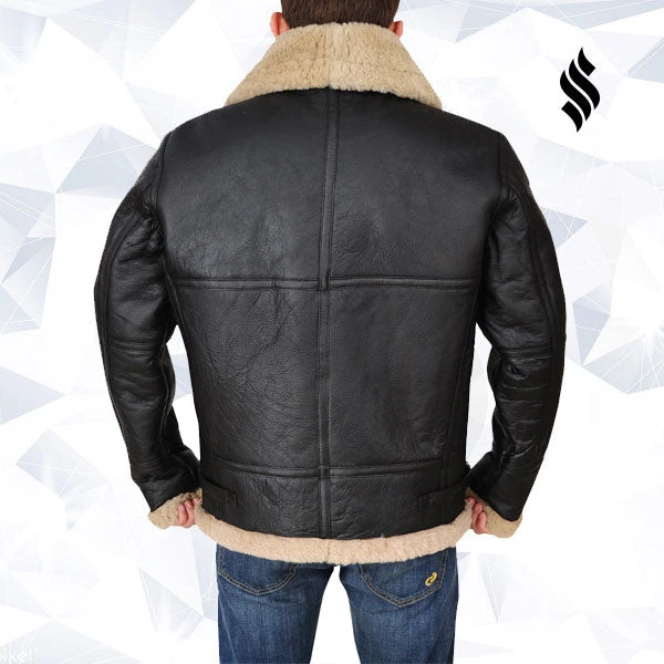 Custom Made Men’s Black B3 Bomber Sheepskin Jacket 4 Custom Made Men’s Black B3 Bomber Sheepskin Jacket - Image 2