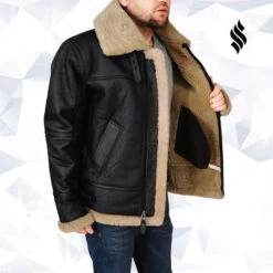 Custom Made Men’s Black B3 Bomber Sheepskin Jacket 7 Custom Made Men’s Black B3 Bomber Sheepskin Jacket -Milani Jackets Shop Men s Bomber Sheepskin Jacket