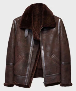 Custom Made Men’s Brown Distressed B3 Shearling Leather Jacket