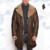 Shearling Leather Men’s B3 Aviator Sheepskin Shearling Leather Trench Brown Coat -Milani Jackets Shop Men sB3aviatorSheepskinShearlingLeatherTrenchBrownCoat