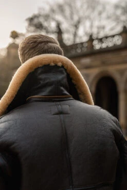 Shearling Leather Men's B3 RAF Aviator Sheepskin Shearling Leather Jacket -Milani Jackets Shop Men sBeltedB3RAFAviatorSheepskinShearlingLeatherJacket4