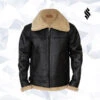 Custom Made Men’s Black B3 Bomber Sheepskin Jacket -Milani Jackets Shop Men sBlackB3BomberSheepskinJacket