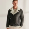 Shearling Leather Men's RAF Black B3 Sheepskin Shearling Aviator Jacket 1 Shearling Leather Men's RAF Black B3 Sheepskin Shearling Aviator Jacket -Milani Jackets Shop Men sRAFBlackB3SheepskinShearlingAviatorJacket2