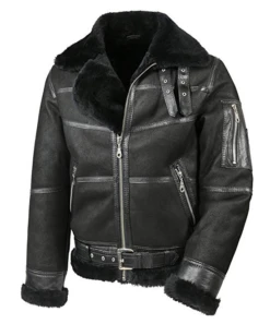 Shearling Leather Mens Aviator B16 Sheepskin Shearling Jacket