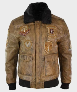 Custom Made Mens Aviator Tan Bomber Leather Jacket