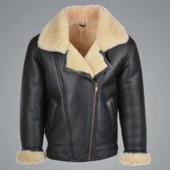 Milani Jackets Shop 13 Shearling Leather Mens B3 Flying Cockpit Aviator Shearling Jacket