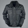 Shearling Leather Mens Bike Racer Black Leather Jacket