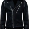 Shearling Leather Mens Black Biker Leather Jacket With Fur 2 Shearling Leather Mens Black Biker Leather Jacket With Fur -Milani Jackets Shop Mens Black Biker Leather Jacket with Fur