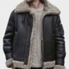 Shearling Leather Mens Black Sheepskin Shearling Jacket