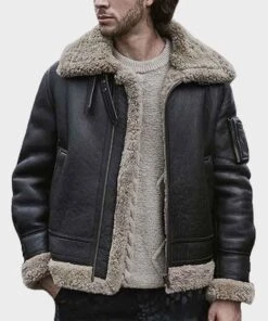 Shearling Leather Mens Black Sheepskin Shearling Jacket