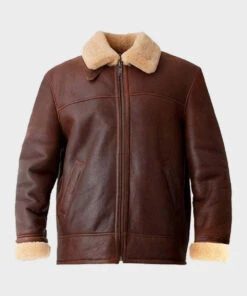 Custom Made Mens Brown Aviator Shearling Leather Jacket