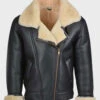 Custom Made Mens B3 Black Shearling Leather Jacket -Milani Jackets Shop Mens Shearling Black Leather B3 Jacket