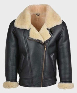 Custom Made Mens B3 Black Shearling Leather Jacket