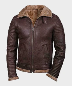 Custom Made Mens Sheepskin Shearling Brown Jacket