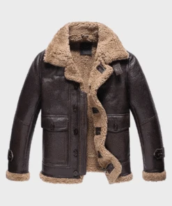 Custom Made Mens Sheepskin Shearling Dark Brown Leather Jacket