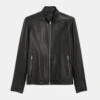 Shearling Leather Mens Black Lambskin Biker Riding Leather Jacket -Milani Jackets Shop MensBlackLambskinBikerRidingLeatherJacket