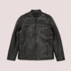 Shearling Leather Mens Black Lambskin Leather Moto Riding Jacket -Milani Jackets Shop MensBlackLeatherMotoRidingJacket6
