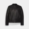 Shearling Leather Mens Black Sheepskin Cafe Racer Leather Biker Jacket -Milani Jackets Shop MensBlackSheepskinCafeRacerLeatherBikerJacket