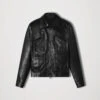 Shearling Leather Mens Genuine Black Sheepskin Trucker Leather Jacket -Milani Jackets Shop MensGenuineBlackSheepskinTruckerLeatherJacket