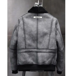 Shearling Leather Mens Grey B3 RAF Flight Shearling Leather Jacket Coat -Milani Jackets Shop MensGraySheepskinShearlingJacketLeatherJacketA2AirforceFlightCoatMensWinterFurJacket3