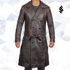 Shearling Leather Mens Rorschach Distressed Brown Travelling Winter Long Leather Trench Coat -Milani Jackets Shop MensRorschachDistressedBrownTravellingWinterLongLeatherTrenchCoat