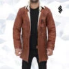 Shearling Leather Mens Tan Bane Shearling Leather Trench Coat 1 Shearling Leather Mens Tan Bane Shearling Leather Trench Coat -Milani Jackets Shop MensTanBaneShearlingLeatherTrenchCoat