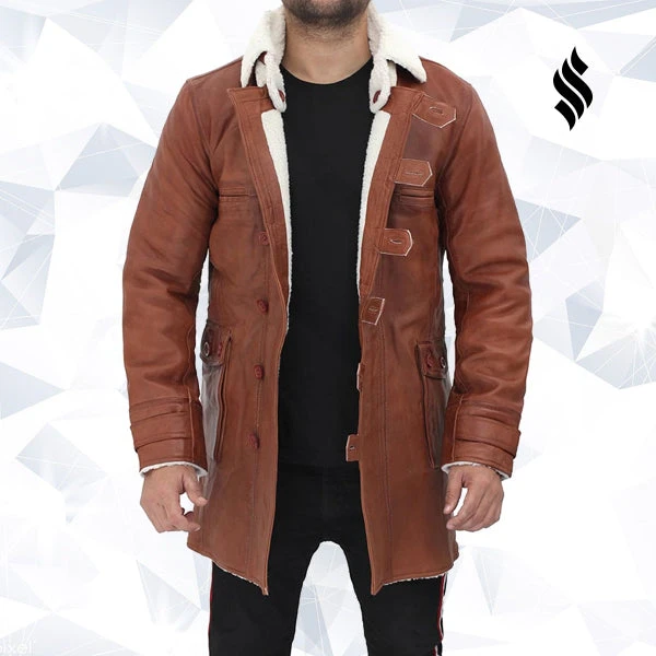 Shearling Leather Mens Tan Bane Shearling Leather Trench Coat 3 Shearling Leather Mens Tan Bane Shearling Leather Trench Coat