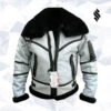 Shearling Leather Mens WW RAF B3 Flying Fur Bomber Aviator Black Shearling Sheepskin White Leather Jacket