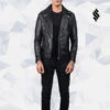 Shearling Leather Noah Black Leather Biker Jacket