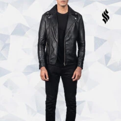 Shearling Leather Noah Black Leather Biker Jacket
