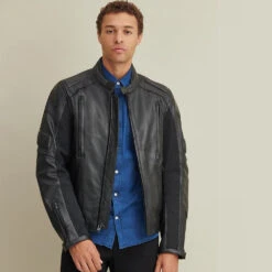 Biker Leather Jacket Padded Riding Jacket