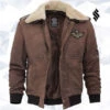 Shearling Leather Pierson G1 Bomber Mens Leather Brown Shearling Collar Jacket -Milani Jackets Shop Pierson G1 Bomber Mens Leather Brown Shearling Collar Jacket