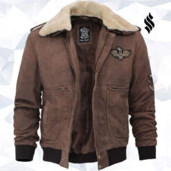 Shearling Leather Pierson G1 Bomber Mens Leather Brown Shearling Collar Jacket