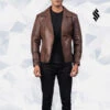 Shearling Leather Raiden Brown Leather Biker Jacket -Milani Jackets Shop RaidenBrownLeatherBikerJacket