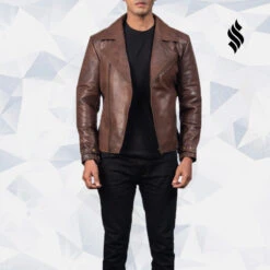 Shearling Leather Raiden Brown Leather Biker Jacket