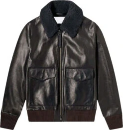Shearling Leather Real Quality Mens Leather Jacket With Fur