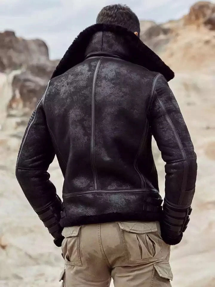 Custom Made Shearling Coat Mens B3 Bomber Jacket Short Fur Coat Jacket 4 Custom Made Shearling Coat Mens B3 Bomber Jacket Short Fur Coat Jacket - Image 2