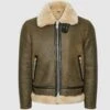 Shearling Leather Army Green Shearling Aviator Jacket -Milani Jackets Shop ShearlingAviatorLeatherJacket