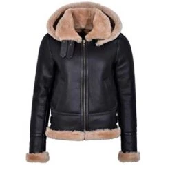 Custom Made Women Hooded Flying Aviator Leather Jacket