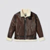 Shearling Leather B-3 Flight Leather Bomber Aviator Jacket Outerwear -Milani Jackets Shop b 3leatherbomberaviatorjacketouterwear