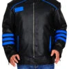 Custom Made Black & Blue Biker Leather Jacket -Milani Jackets Shop biker boy leather jacket