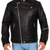 Custom Made Leather Biker Jacket In Black -Milani Jackets Shop biker jacket in black