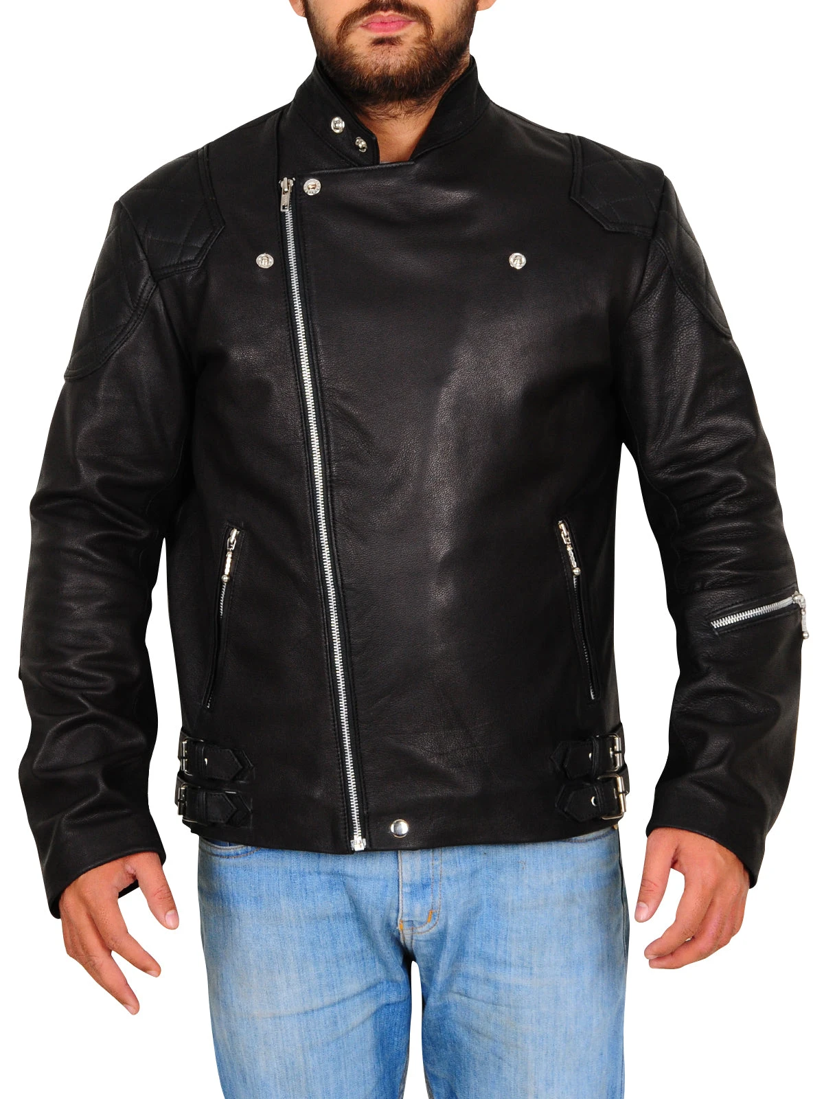 Custom Made Leather Biker Jacket In Black 3 Custom Made Leather Biker Jacket In Black