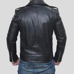 Shearling Leather Alec Black Biker Leather Jacket -Milani Jackets Shop biker leather jacket black alec 4