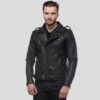 Shearling Leather Freddie Black Biker Leather Jacket -Milani Jackets Shop biker leather jacket black freddie 1