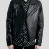 Shearling Leather Caleb Black Biker Leather Jacket -Milani Jackets Shop biker leather jacket caleb black 1
