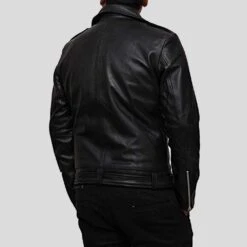 Shearling Leather Eden Black Biker Leather Jacket -Milani Jackets Shop biker leather jacket eden black 3
