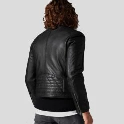 Shearling Leather Jake Black Slim Fit Biker Leather Jacket -Milani Jackets Shop biker leather jacket jake black 4